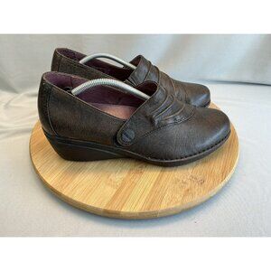 Dansko Aimee Wedge Size 40 (9.5-10)  Ladies Leather Brown Ruched Details